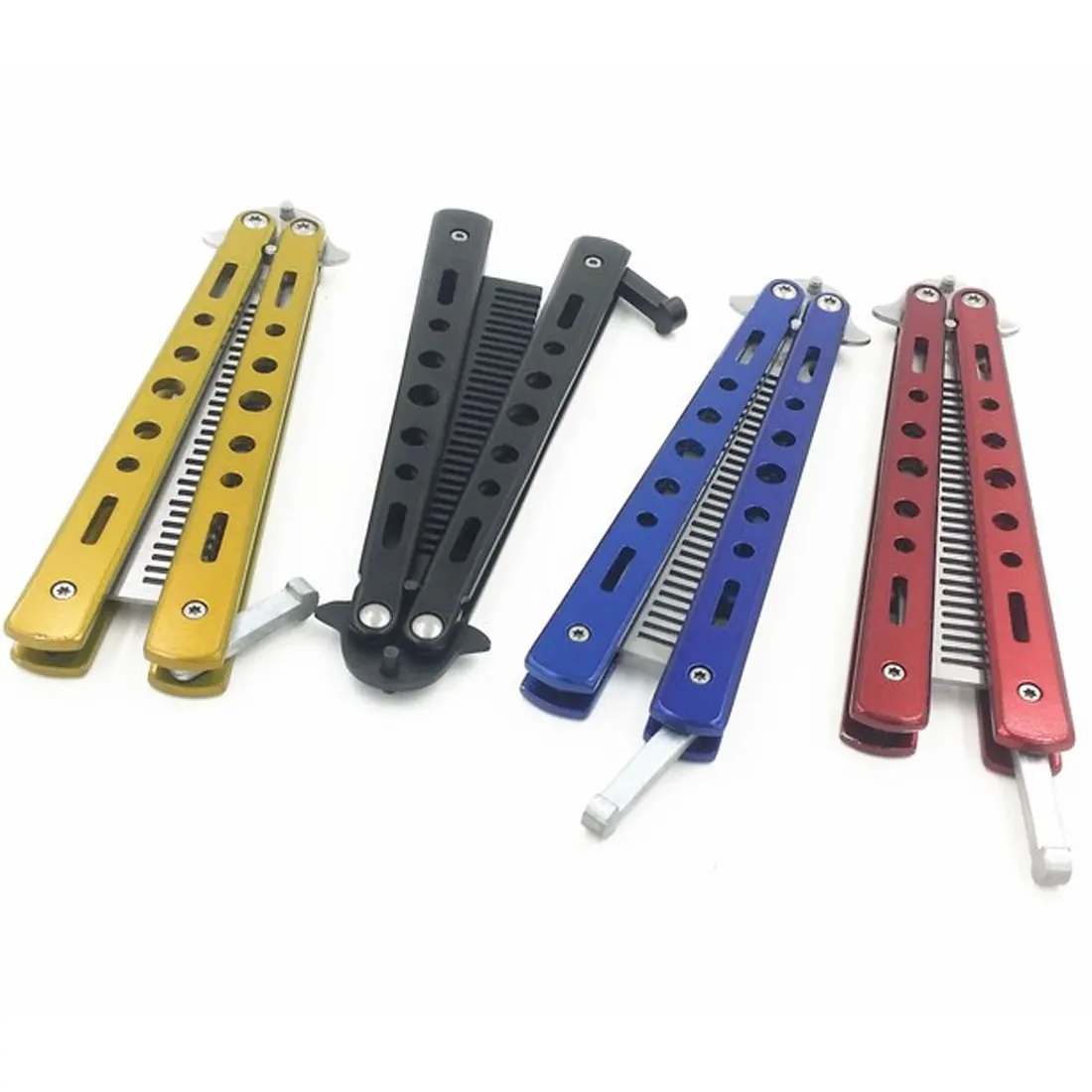 

Practice Butterfly Style Dull Blade Knife Tool Stainless Steel Balisong Trainer Training Practice Butterfly Knife Comb Flings