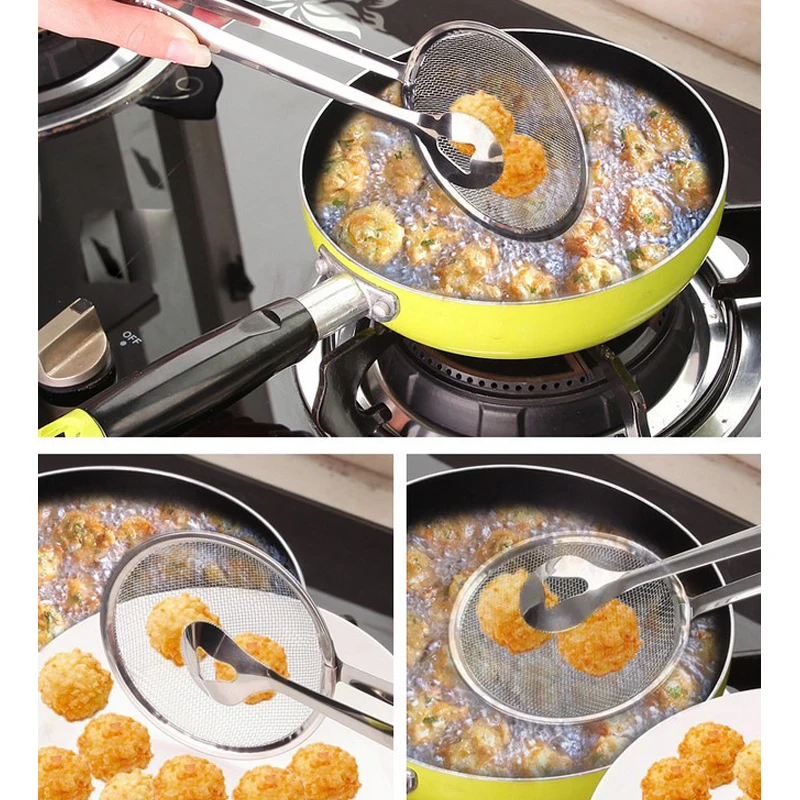 

Stainless steel fried food fishing oil scoop kitchen colander strainer Kitchen gadgets drain oil folder for Kitchen accessories