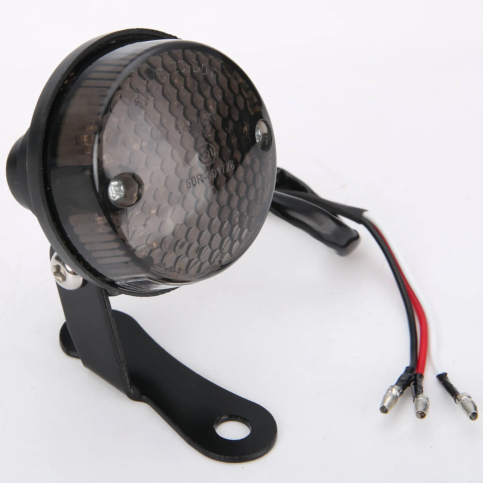Red LED Motorcycle Universal Round Rear Tail Brake Light License Plate Lamp Black for Motorbike Chopper Dirt Bikes DC 12V