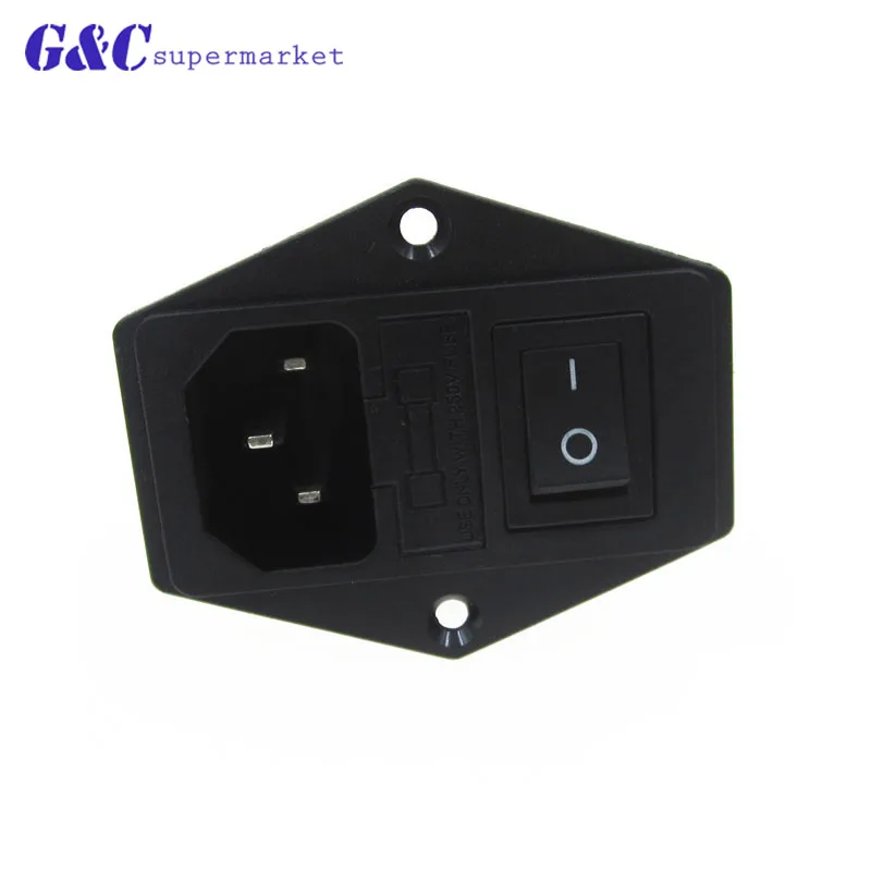 3 in 1 Fuse switch socket with light,AC power socket 4Pin 10A 250V with Fuse Block+ 3 Terminal Power Socket 10A Fuse
