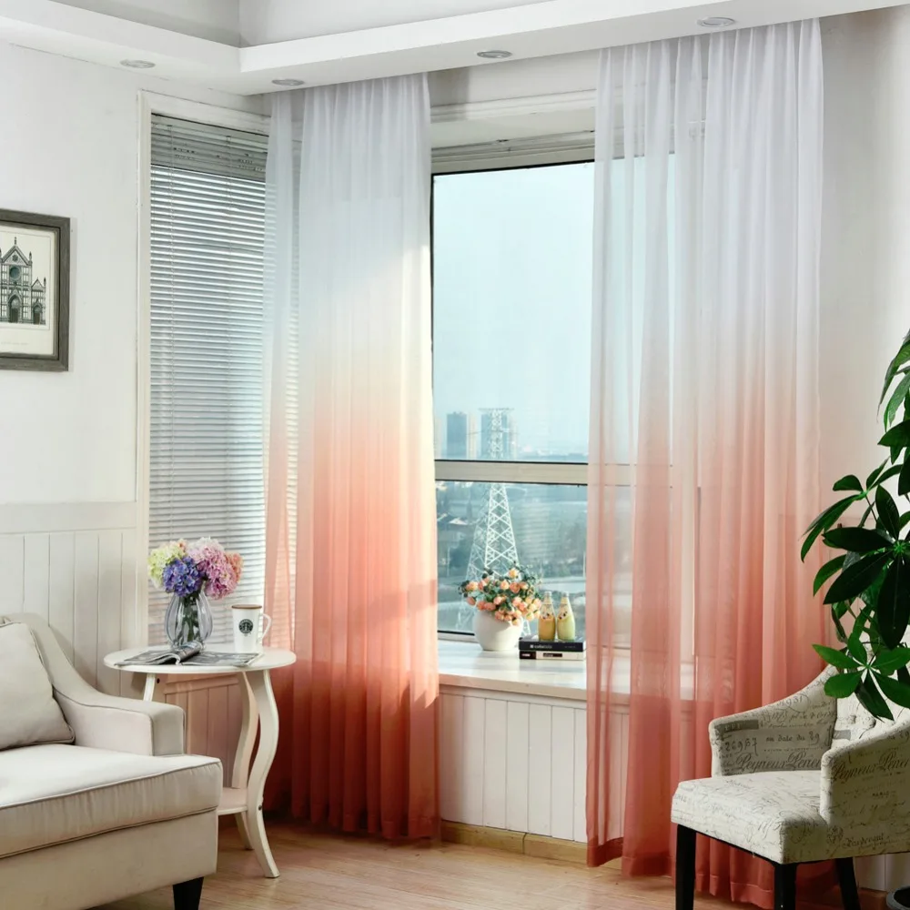 

Free shipping Solid fabrics made bedroom rainbow color window balcony curtain door curtain ready kitchen sheer kid Voile tulle