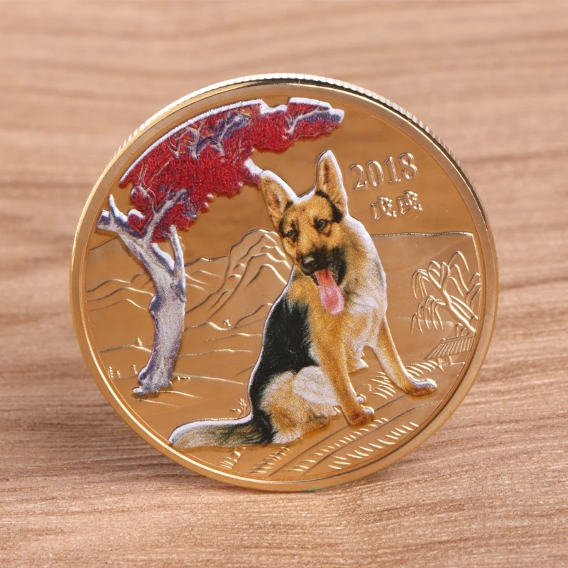 Dog New Year Police Dogs Commemorative Coin Gift Souvenir Decoration Golden Silver Puppy