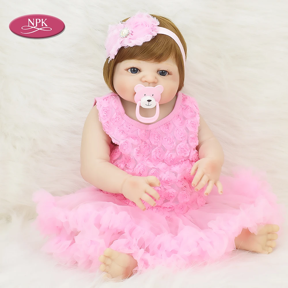 Npk Reborn Baby Doll Full Body Silicon Girl 55cm Bath Toys Newborn