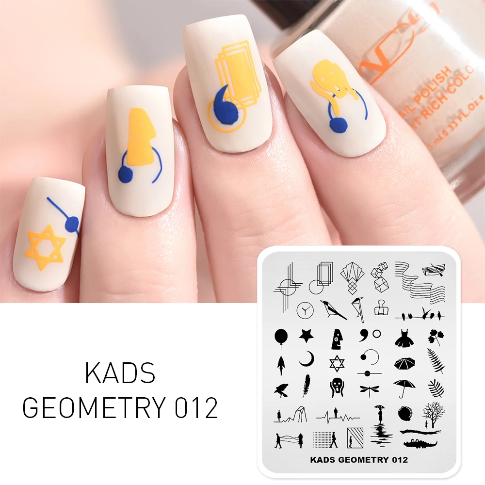 KADS новые пластины для штамповки ногтей Геометрическая серия изображений печать штамп для маникюра инструмент украшения ногтей шаблоны трафареты