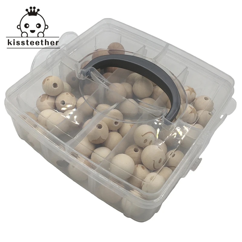 

DIY Baby Teether Nursing Boxed 60pcs Different Printing Wooden 20mm Round beads Beech Wooden Beads For Wooden Teether toy