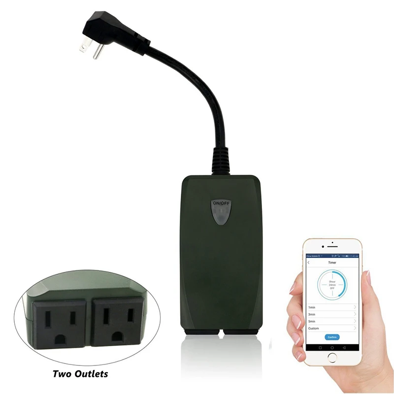 

Outdoor Smart Outlet Switch Wi-Fi Smart Plug Wireless Remote Control Outlet Waterproof switch CLH@8