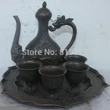 Bi0011570 Китайский Народная Культура Handmade Старая Бронза Латунь Медь Статуя Чайный набор Инструментов Вина