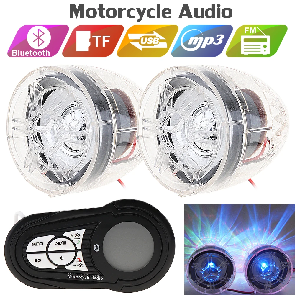 

2pcs Motorcycle Waterproof Anti-theft Bluetooth MP3 Speaker Support AUX-IN Audio Input and USB / TF for Motorcycle and Scooter