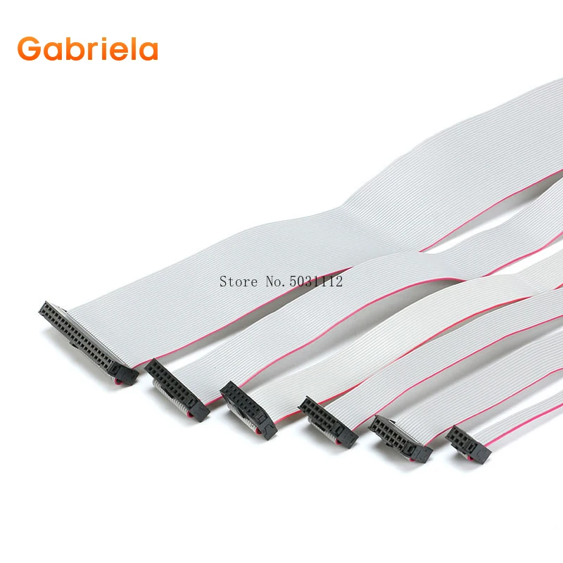 10PCS 2.54MM pitch JTAG ISP AVR Download Cable Wire FC-6/10/14/16/20/40P PIN Connector Gray Flat Ribbon Data Cable 30CM