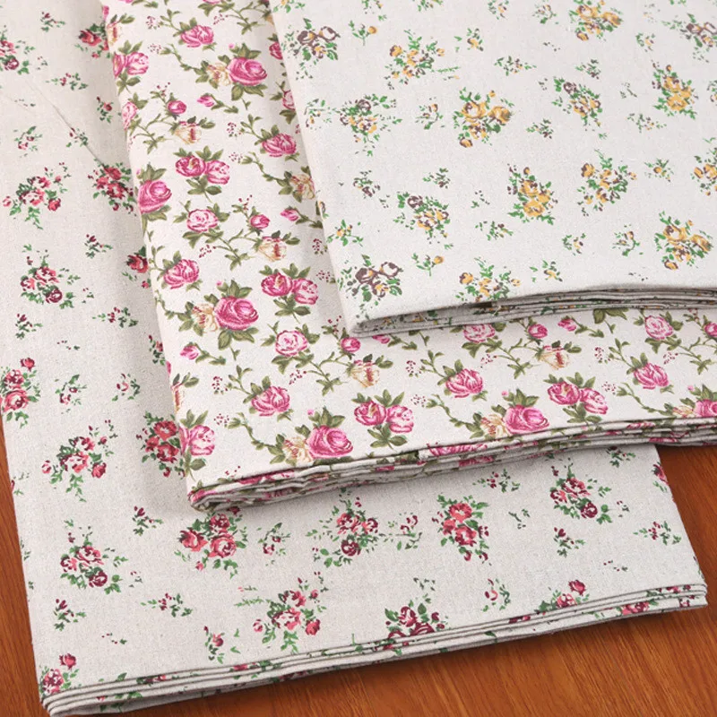 

Cotton linen blended fabric Printed Floral Cotton Cloth for DIY handmade curtains sofa material