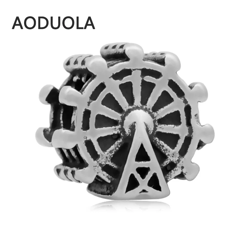 

2Pcs Lot Stainless Steel London Eye Ferris Wheel Spacer Beads DIY Big Hole Bead for Jewelry Making Fit For Pandora Bracelet