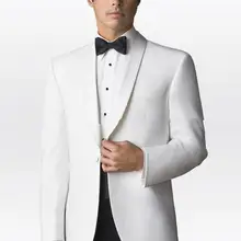 Дизайн, одна кнопка, белые смокинги для жениха, шаль с отворотом, лучшие мужские для шаферов, мужские свадебные костюмы(куртка+ брюки+ галстук