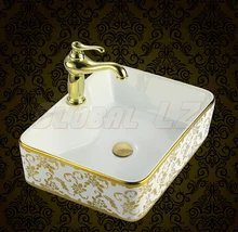 Elegant winnings square counter basin artistic basin wash basin washbasin golden wash basin counter basin ceramic bathroom washbasin art basin wash basin fashion basin