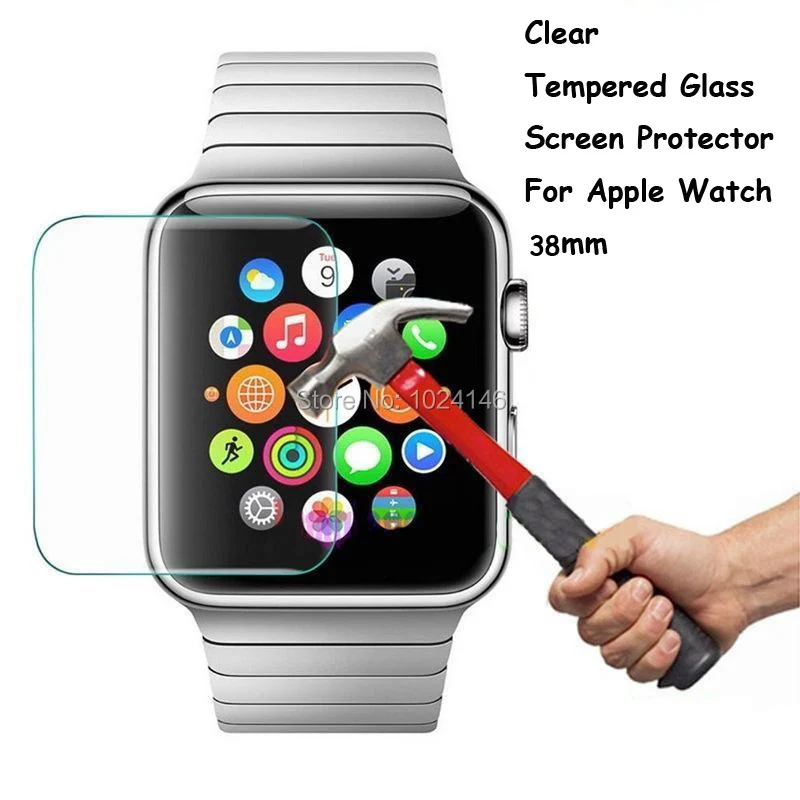 

For AppleWatch 38mm Clear Tempered Glass Screen Protector Ultra Thin Explosion-proof Protective Film + Cleaning Kit