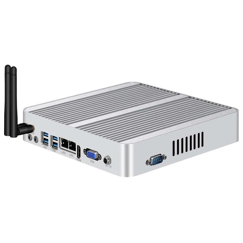 Безвентиляторный мини ПК i7 i5 Dual LAN Мини компьютер i7 5500U i5 4200U Celeron J1900 HDMI wifi Windows PC Поддержка 2,5 SATA HDD