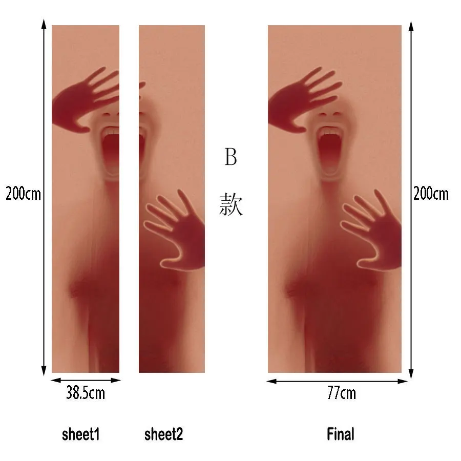 Рисунок за стеклянной дверью Хэллоуин дверные украшения наклейки личность спальня деревянная дверь Ремонт Наклейка DIY обои для дома