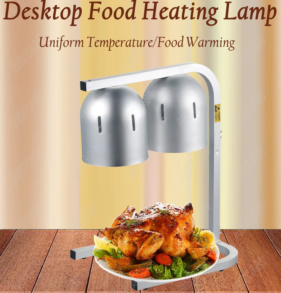 2DC counter top stainless steel food heating warming lamp light for restaurant