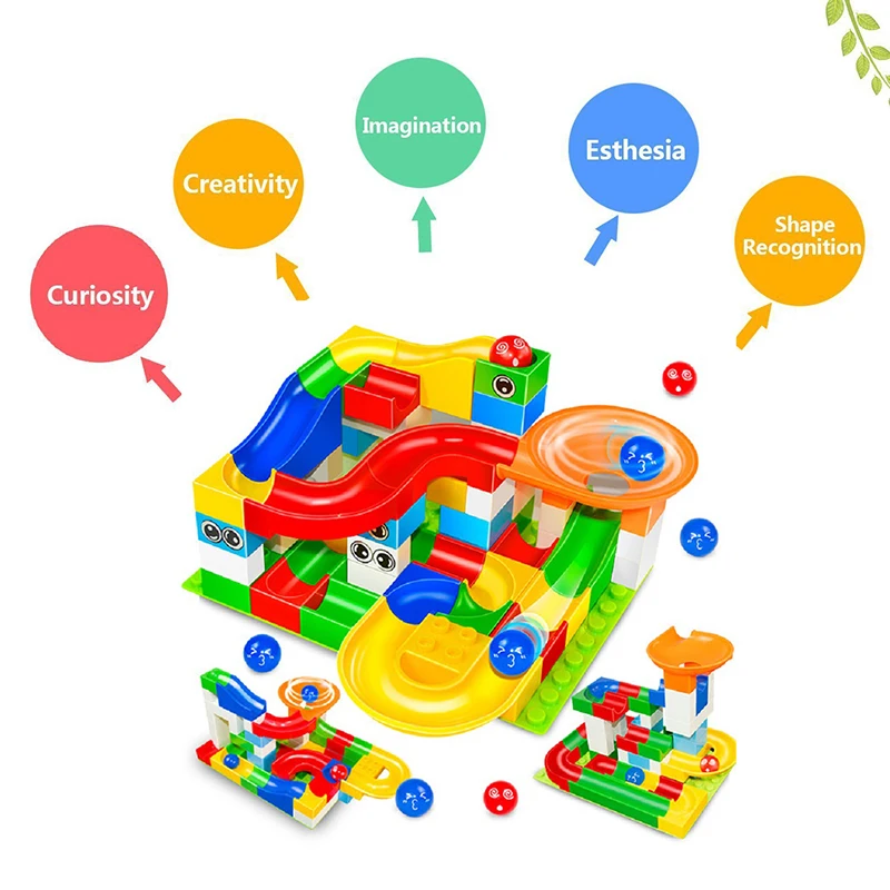 52-296 шт мраморный гоночный лабиринт, Шариковая дорожка строительные блоки пластиковые воронки слайд-блоки большого размера совместимый Duplo блок
