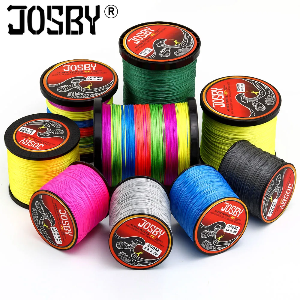 JOSBY многонитевая плетеная рыболовная леска 300 м 500 1000 4 нити 8 нитей полиэтиленовая