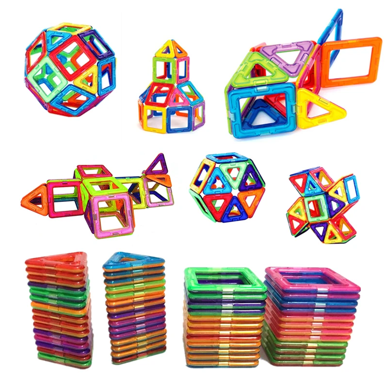 54 шт Большой Размеры магнитного строительные блоки Треугольники квадратный кирпич дизайнерские прозрачные магнитные секции игрушки