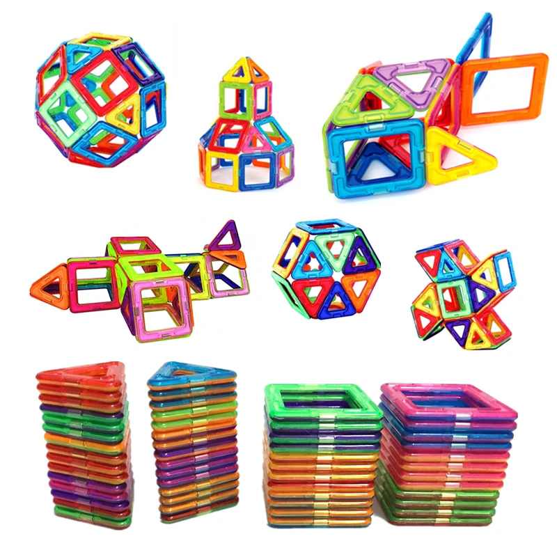 54 pièces grande taille blocs de construction magnétiques Triangle carré brique concepteur éclairer briques jouets magnétiques autocollants gratuits cadeau
