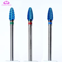 Hardmetalen ногтей биты Blauw покрытие пуля Ворм для электропривод Маникюр Boor машины педикюр дизайн файла инструмент Nagelvijlen