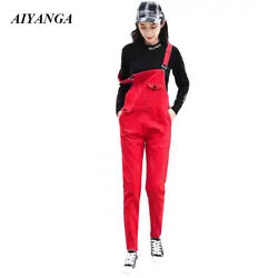 Красный черный 2019 женские полосатые джинсы весна лето комбинезоны джинсовые брюки эластичность повседневные джинсы женские с высокой