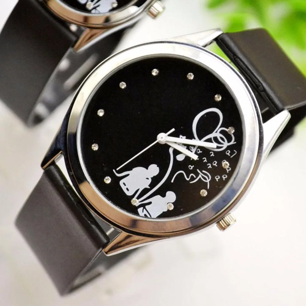 Hot Lovers Fashion Women Girls Watch Korean Leather Strap High quality Quartz Watches Loverwatch Free shipping 4