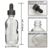 Botellas de vidrio transparente con gotero de vidrio, para aceites esenciales, químicos de laboratorio, reactivo e líquido, 2 Oz, 60ml, 12 Uds. ► Foto 2/6