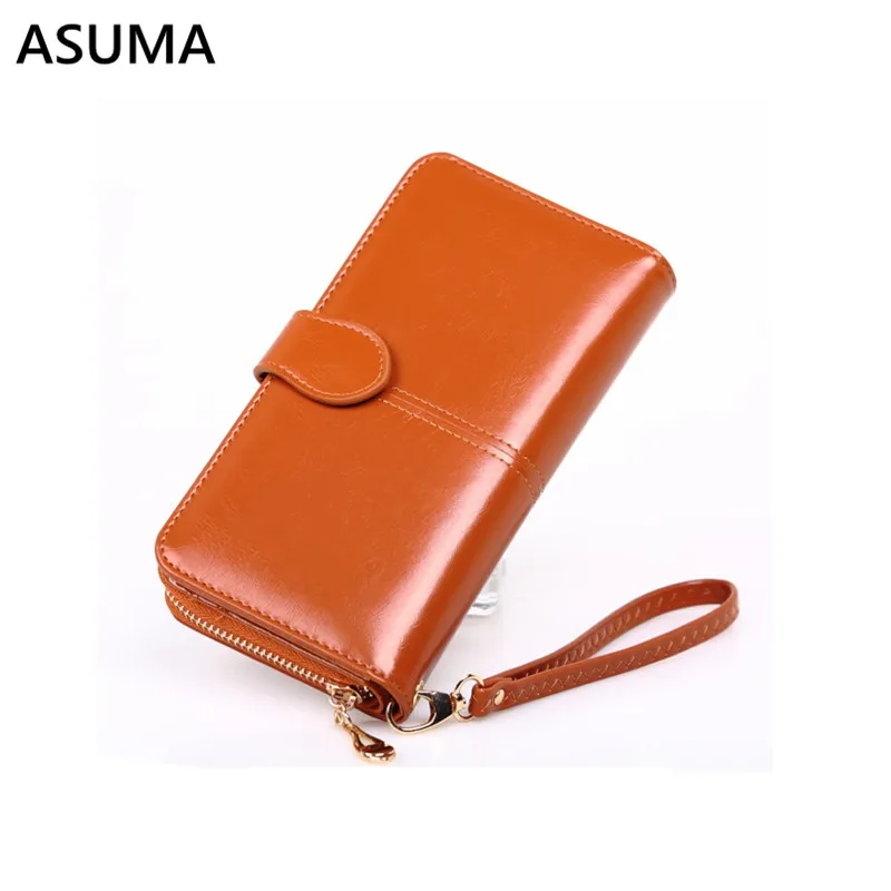 

Multi-Function Oil Wax Women's Money Bag Hasp Money Clips Purse Wallets Vintage Clips Purses Zipper Clip Buckle Female carteira
