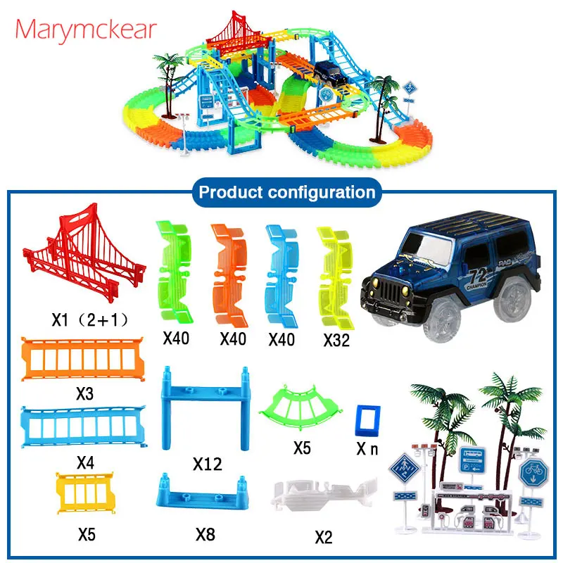 Детская игрушка гоночный автомобиль трек светится в темноте игрушки и хобби гоночный трек набор маленький автомобиль с Светодиодный светильник DIY сборная игрушка - Цвет: PZWQ2001