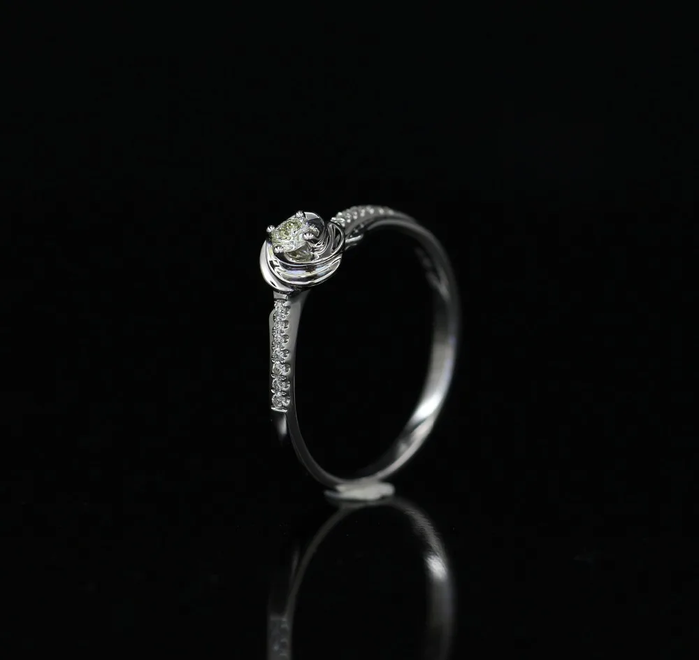 

LASAMERO 0.068CT H/SI Round Cut Internity Modern Natural Diamond Ring For Women 18k White Gold Certified Engagement Wedding Ring