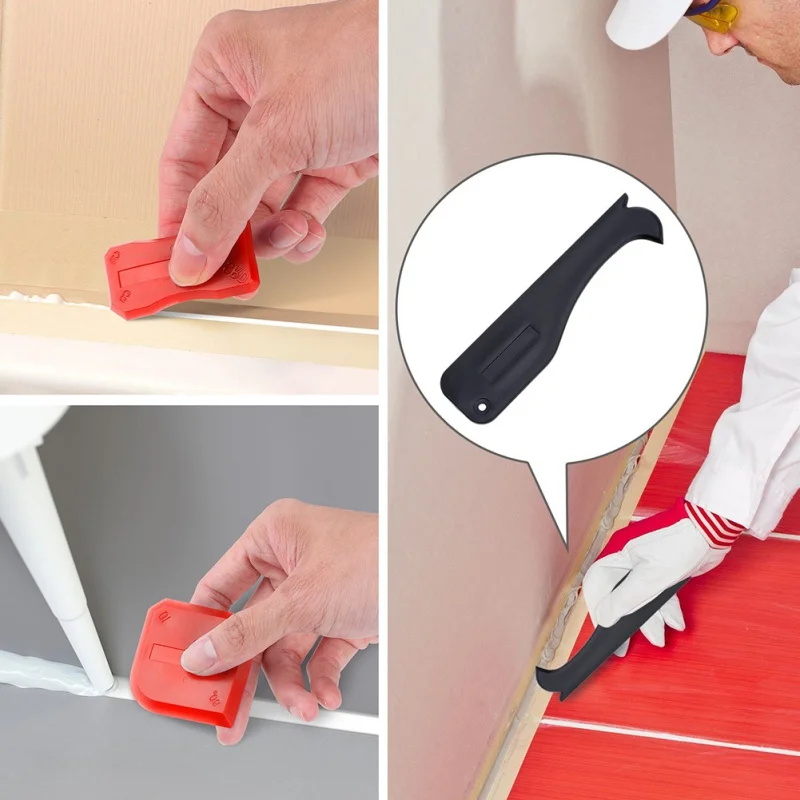  12pcs/set Silicone Glass Cement Scraper Floor Tile Cleaner Surface Residual Glue Spatula Mini Handm