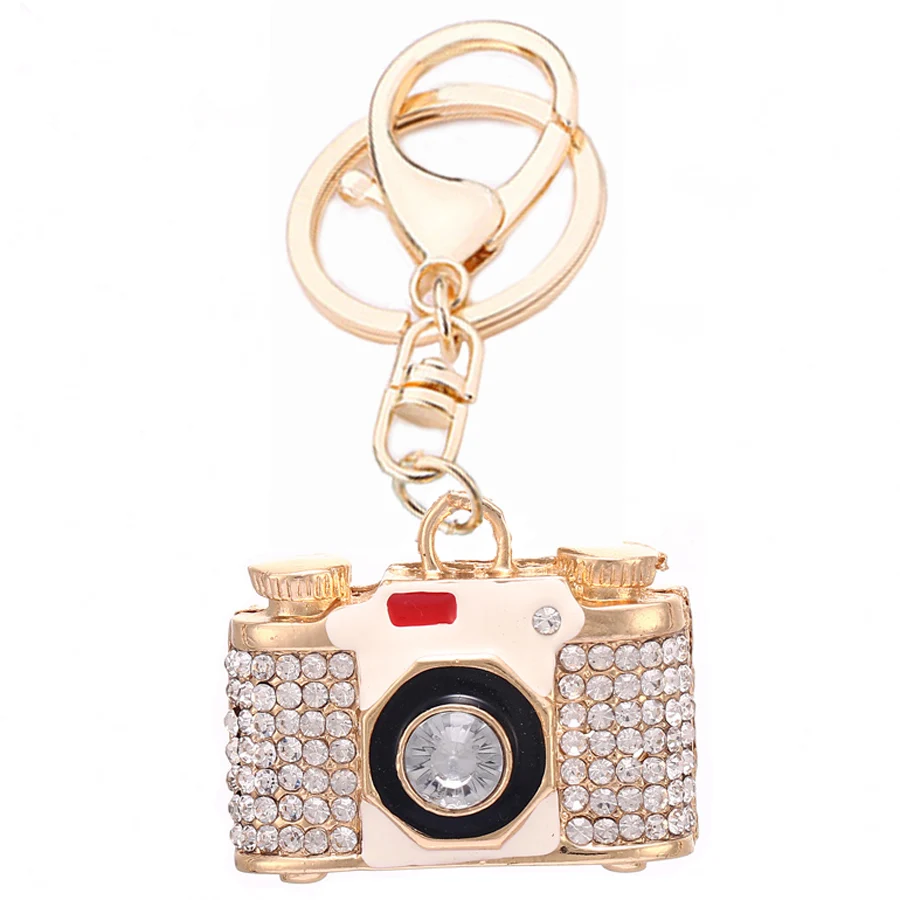 Personalized Metal Crystal Camera Key Ring Women Bag Keyring Car