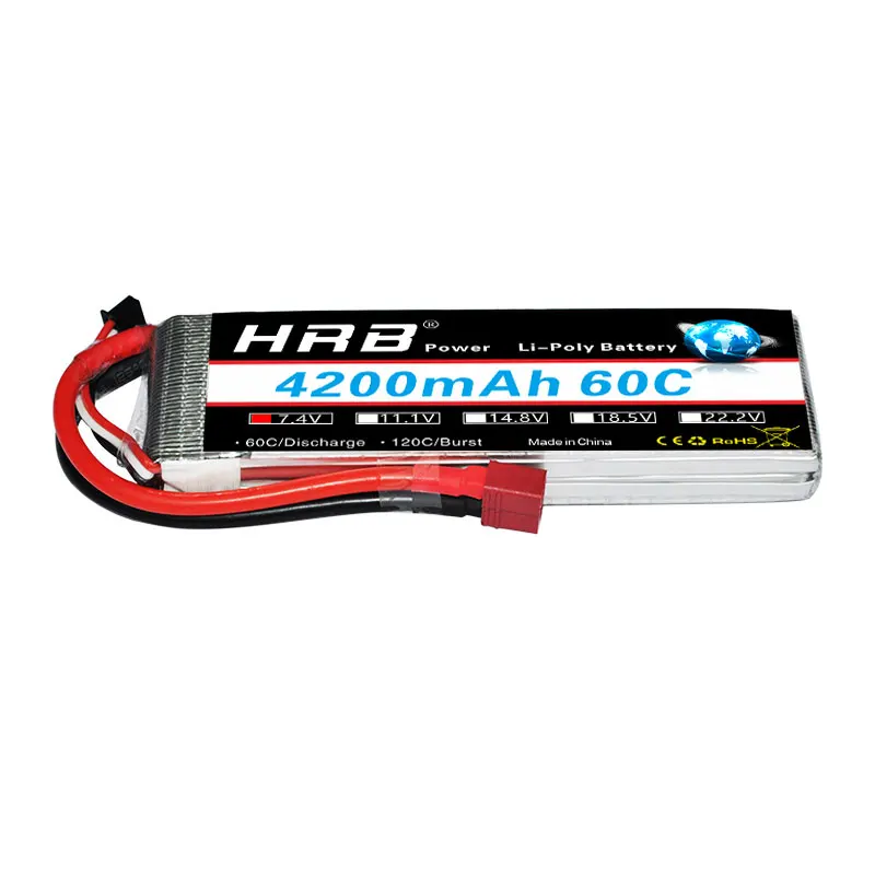 HRB 4200mAh 60C Lipo аккумулятор 2S 3S 4S 5S 6S 7,4 V 11,1 V 14,8 V 18,5 V 22,2 V MAX 120C AKKU для четырех вертолетов axi RC автомобилей самолетов