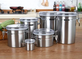 

1PC 4000ml Stainless Steel Sealed Canister Jar Food Sample Jar Home Kitchen Coffee Sugar Tea Storage Bottles Lunch Bowl JO 1068
