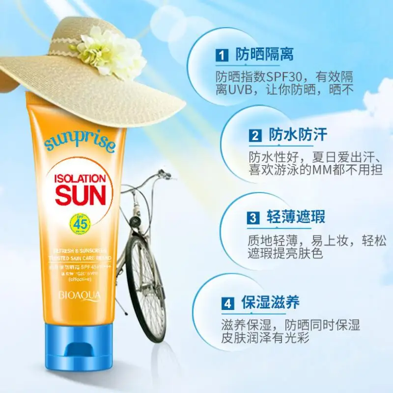 BIOAQUA солнцезащитный крем SPF 45 УФ-излучения Защита от солнца крем для лица Защита отбеливающий крем для тела солнцезащитный лосьон