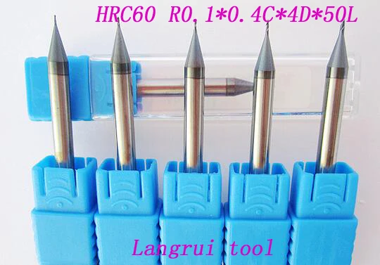 Фреза HRC60 r0 1 * 0 4c 4D 50L из вольфрама 5 шт. radius milling cutters milling cutterball nose