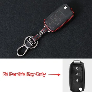 

1PC Leather Car Folding Key Holder Case Cover Shell Bag with KeyRing Chain Fit For Golf6 Polo Lavida Tiguan Bora Jetta Sagitar