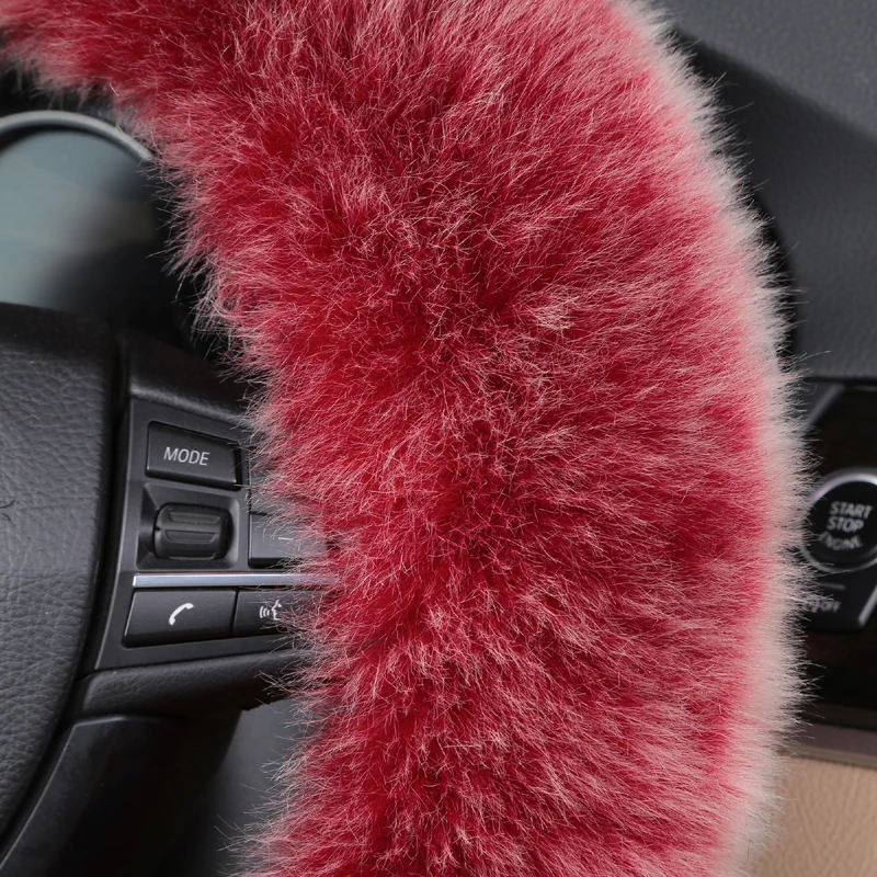 Универсальный Зимний теплый чехол на руль, мягкий длинный шерстяной плюшевый мех, автомобильные аксессуары
