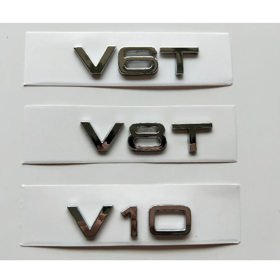 Хромированные серебряные буквы V6 T V 8T 10 W 12 блестящая Эмблема для Audi A4 A6 A7 A8 S3 S4 R8 RSQ5