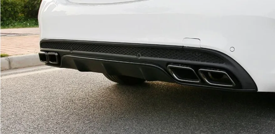 Высокое качество PP из нержавеющей стали задний бампер для губ Диффузор с выхлопным наконечником для Benz W205 спортивный бампер