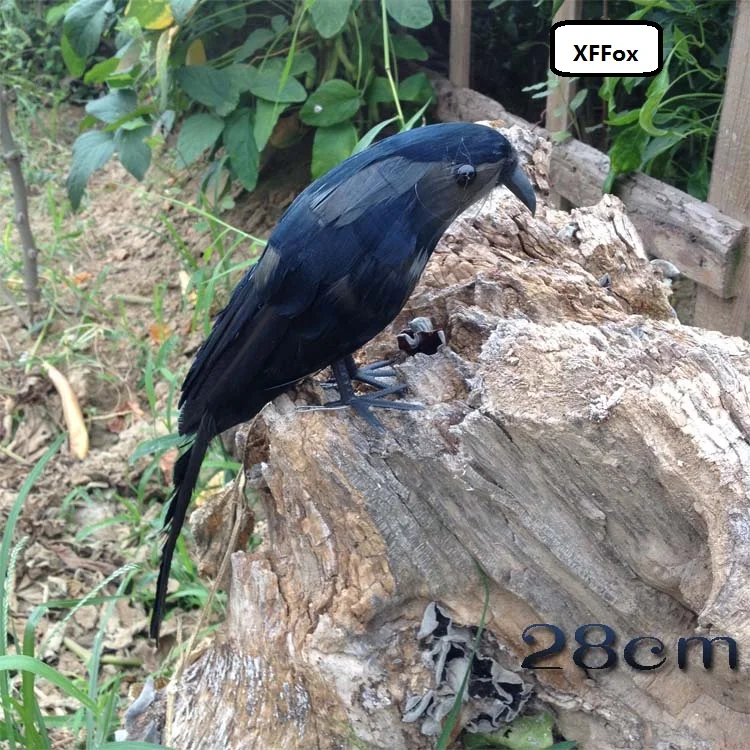 

Новая имитация Кроу Модель Пена и меха черная кукла-птичка подарок около 28 см xf0395