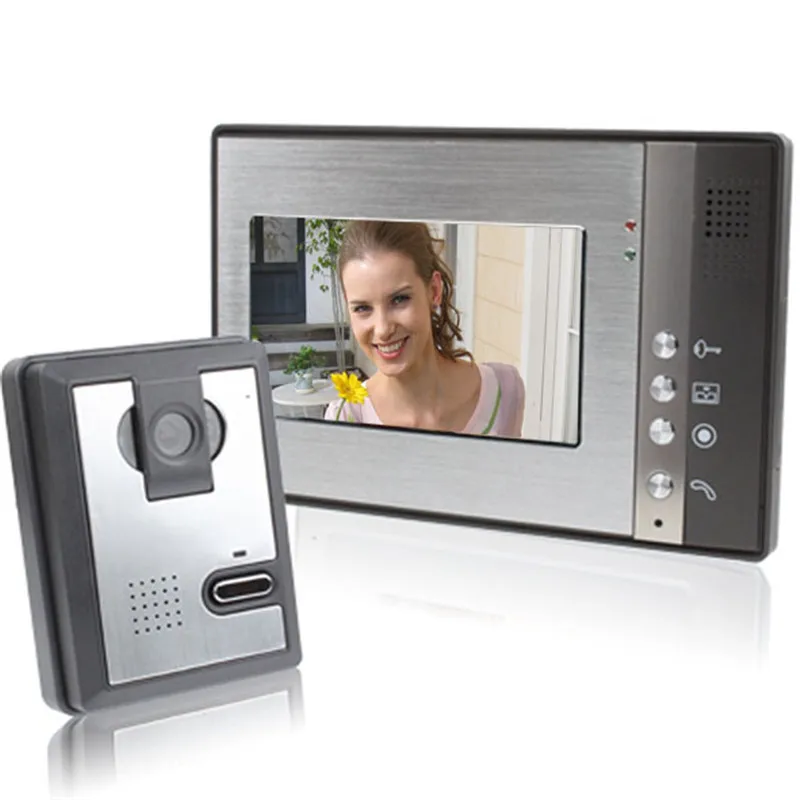 

FREE SHIPPING 2015 New 7 inch color video door phone intercom system video doorbell camera intercom monitors door bell video
