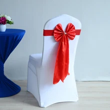 Красный цвет стул створки длинный хвост бабочка стиль свадебное украшение для стульев роскошный стул галстук-бабочка Подвязка из лайкры и спандекса