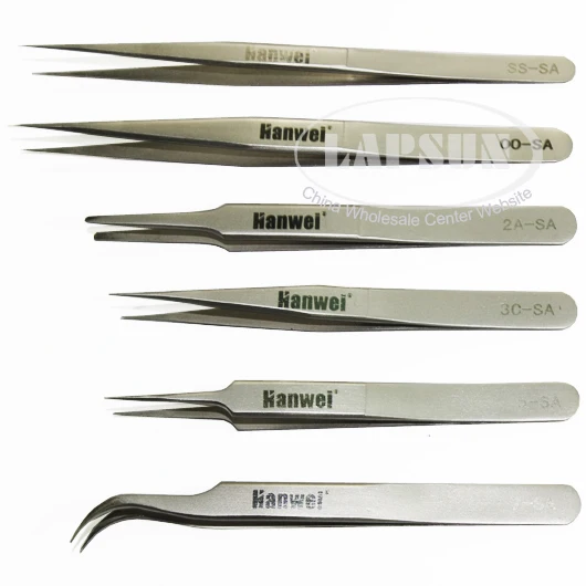 

6pcs/set Super Hard Stainless Steel Tweezers HRC40 Repair Tool Kit Anti-Magnetic Anti-Acid F/ Hobby Craft Gluing Jewelry Repair