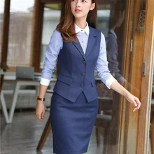 Женский комплект 2 шт. костюмы с юбкой, дамский жилет и жилет, Дамская Деловая одежда, Офисная форма, дизайнерские стили