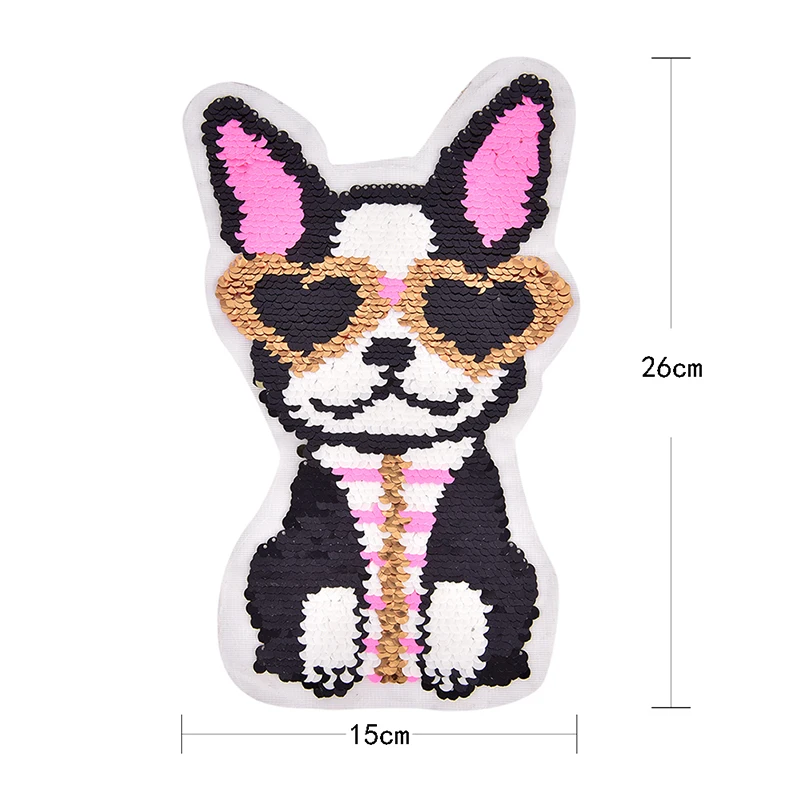 

new ! DIY Applique Bag Coat Sweater Crafts patch Dog Cat Owl Reversible Sequins Sew On Patches For Clothes