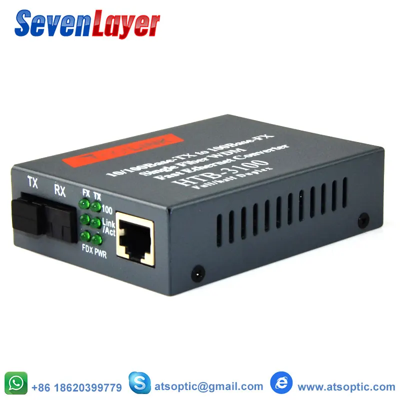 

10/100M Media Converter HTB-3100 Fiber Optical Single Mode Single Fiber SC Port 20KM External Power Supply