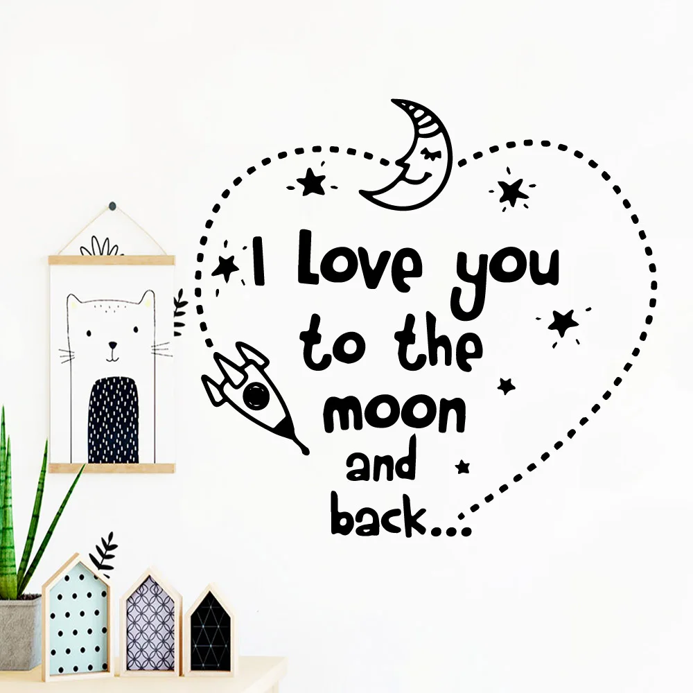 

Funny I love you to the moon and back Vinyl Wall Sticker Waterproof Art Decor For Kids Rooms Decoration Decal
